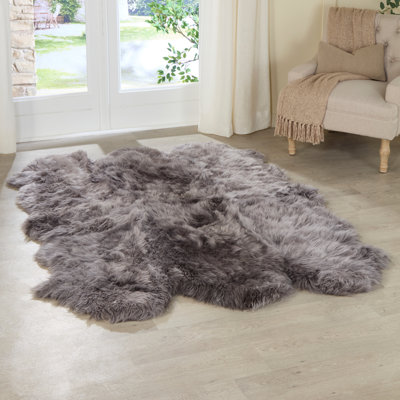 Olivera Solid Colour Sheepskin Area Rug