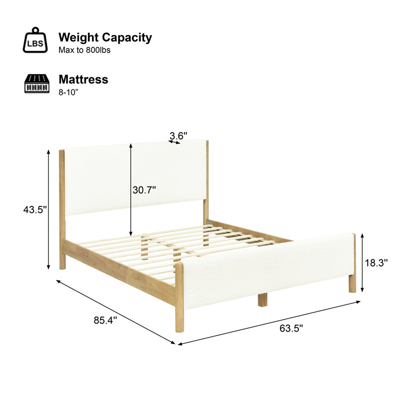 Structure de lit tapissier blanc moderne Modern