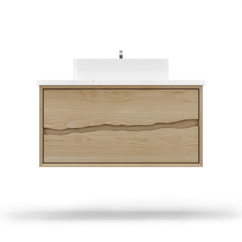 Ventura Two-Drawer Single Bath Floating Vanity, 30", American White Oak
