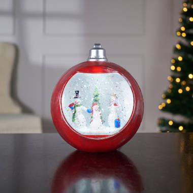 The Holiday Aisle® Christmas Snow Globes, USB Or Battery Operated Sparkly Glitter  Snow Globe Cardinal Church Lantern With Musics For Christmas Decorations  And Snow Globe Collection,Red