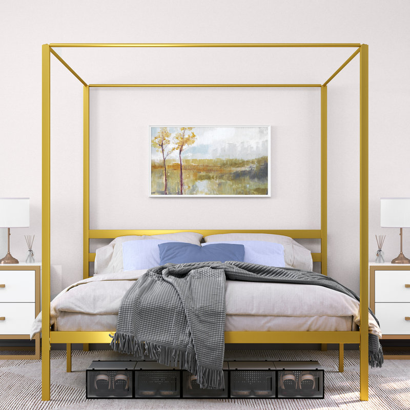 Kyvin Canopy Bed, Queen, Gold