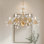 Lustre rétro en cristal 6 lumières avec bougie dorée