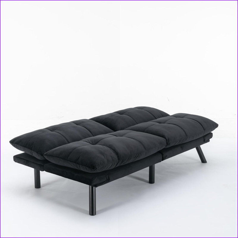 Canapés, canapé-lit convertible 2 places moderne pour petits appartements | Rembourré | Noir, Tissu noir