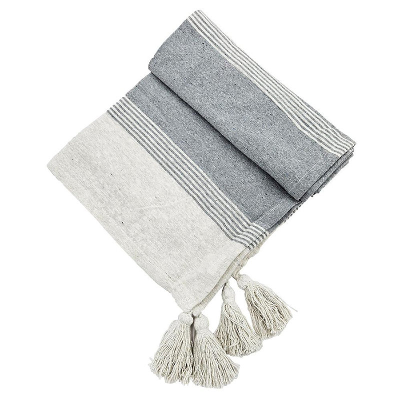 Conrad Gray Cotton Throw Blanket Set - 50" x 60"