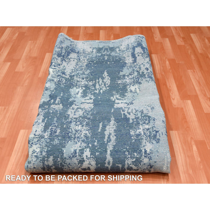 Tapis rond en soie et laine noués à la main 9 pi x 9 pi à motif abstrait 2D7508BEF06A4081AEDBDCDE8768AB42