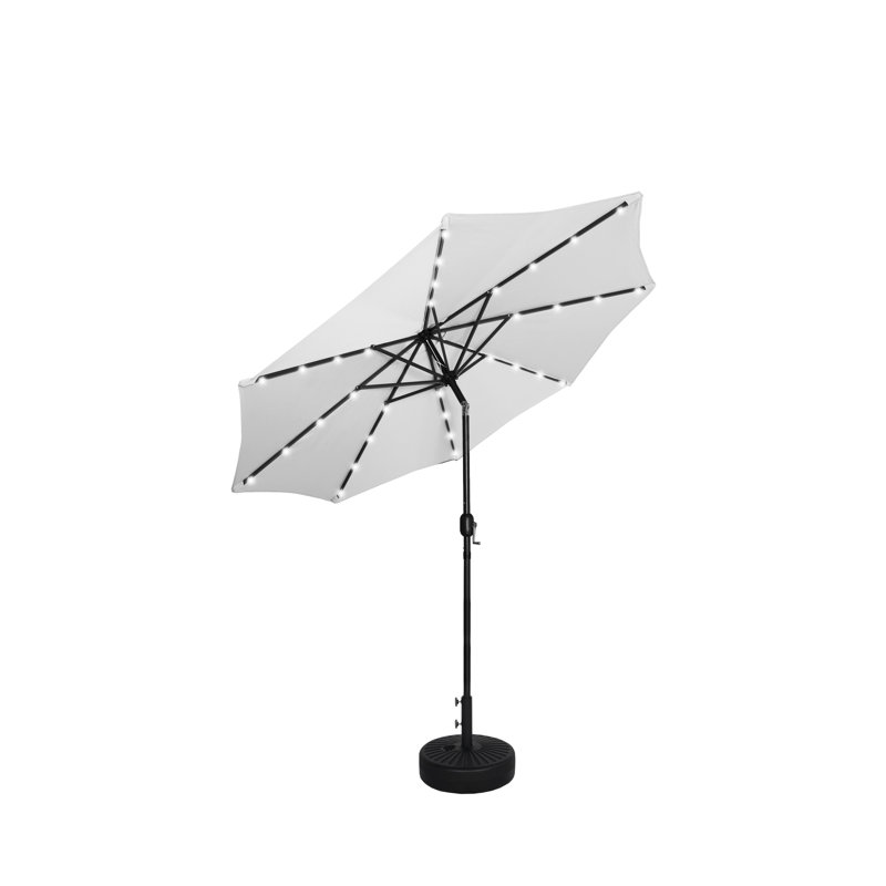 Pavillon de jardin permanent en métal Parasol de marché éclairé avec support remplissable, Blanc