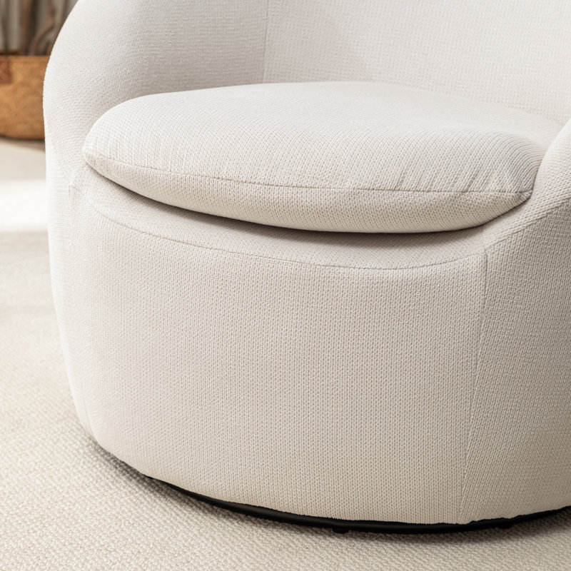 Chaise de baril pivotant à 360 ° Modern, Polyester blanc
