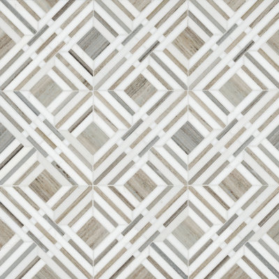 Brunello Geometric 12 in. x 12 in. Polished Marble Mosaic Floor and Wall Tile