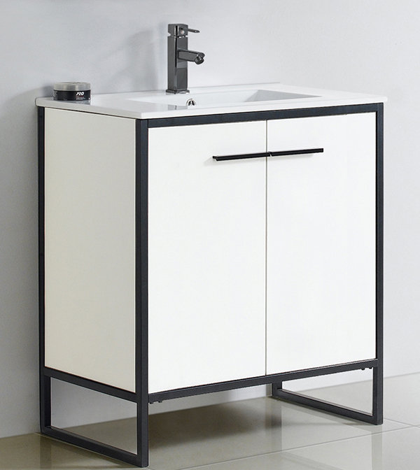 Saray 30'' Single Bathroom Vanity with Vitreous China Top, White