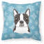  Coussin Snowflake Boston Terrier