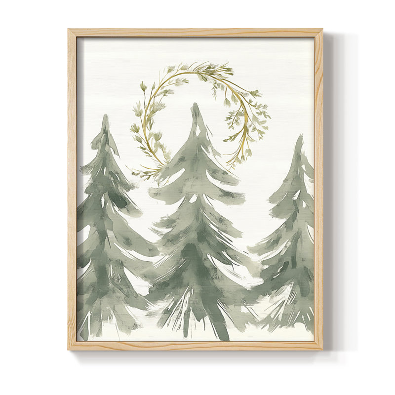 «Christmas Holiday Art», reproduction encadrée Cccxxxii - bois massif, Naturel, H 15 po x l 12 po