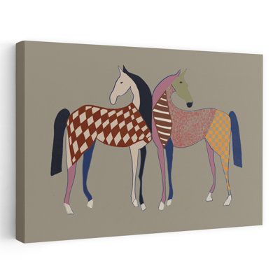 Chevaux colorés à motif abstrait abstrait contemporain