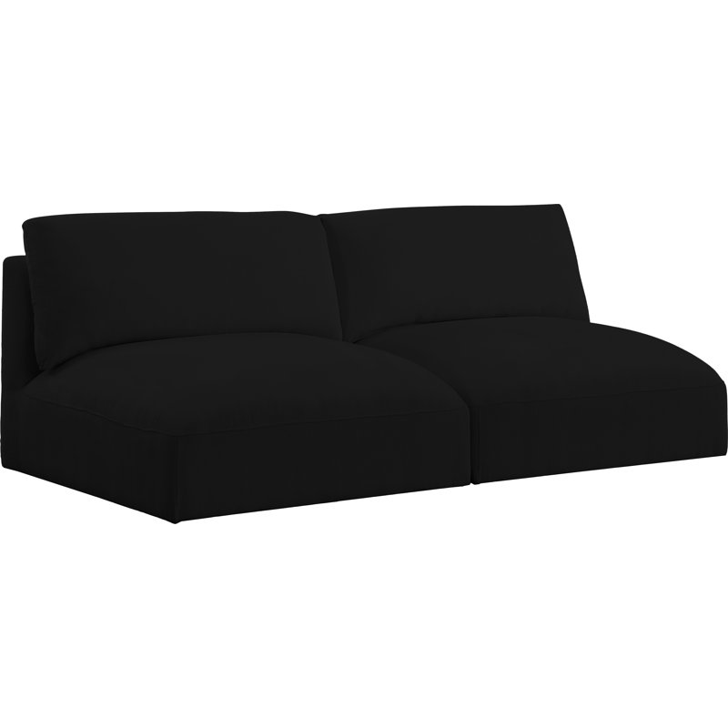 Kironde Upholstered 76'' Loveseat, Black Polyester Fabric