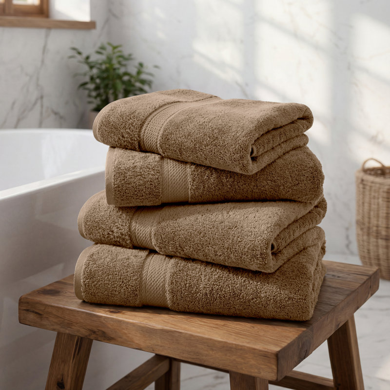 Serviette de bain de luxe en coton égyptien Donald, Café au lait