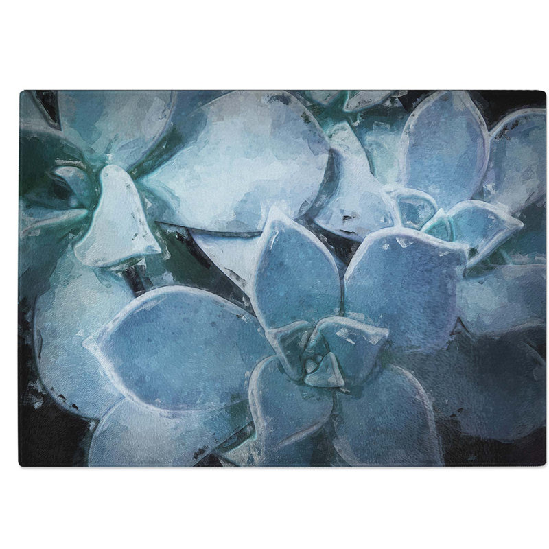 Tempered Glass Pale Succulent Plant Chopping Board, 39 cm W x 28.5 cm L