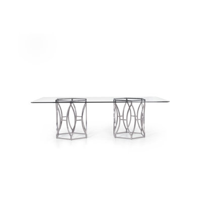 Argent Glass Top Metal Base Dining Table