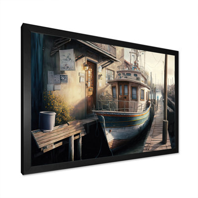 " Rustic Port With A Fishing Boat IV " Painting Print