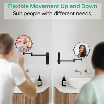 Ablie Wall Mounted Makeup Mirror 8-inch 1x/10x Double-Sided Magnifying, 360-Degree Free Rotation