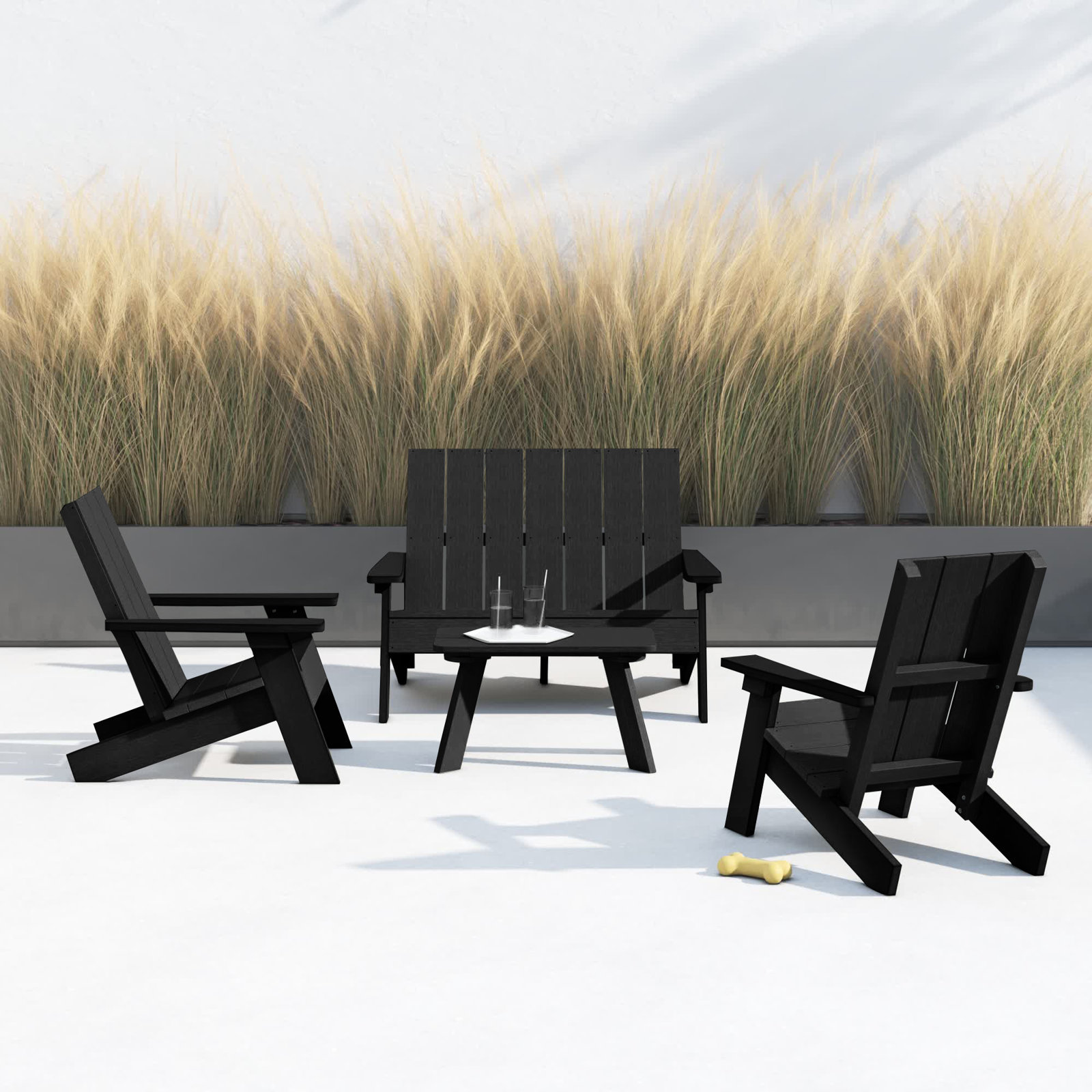 Byrnes 4 - Person Patio Conversation Set, Black