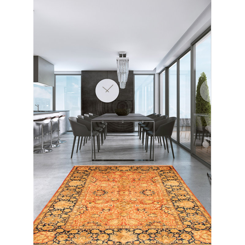 Tapis décoratif en laine noué à la main noué à la main de conception unique 18/20 perse new age paki jaune 5 pi 10 po x 9 pi 1 po