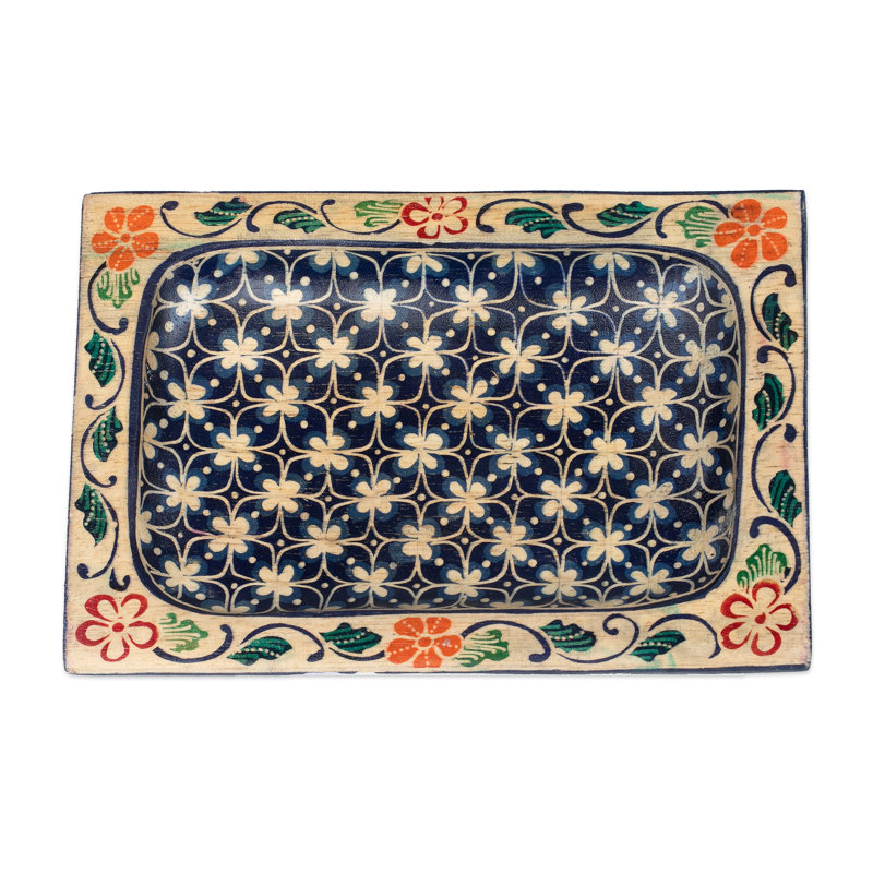Novica Handmade Mountain Clover Wood Catchall