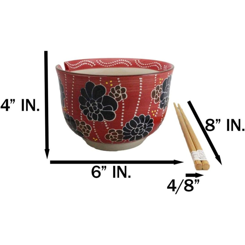 Ensemble de grandes bols Donburi 24 oz avec art floral