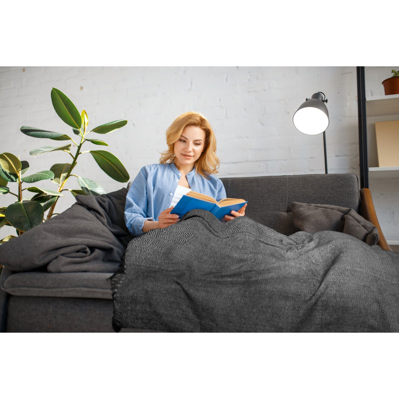 Meurer Hand Woven Throw Blanket, 254cm x 228cm, Black