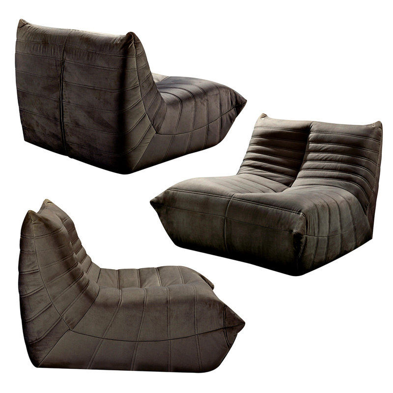 Canapé paresseux confortable avec éponge à haute résilience et tissu de flanelle pour la détente, Flanelle gris clair