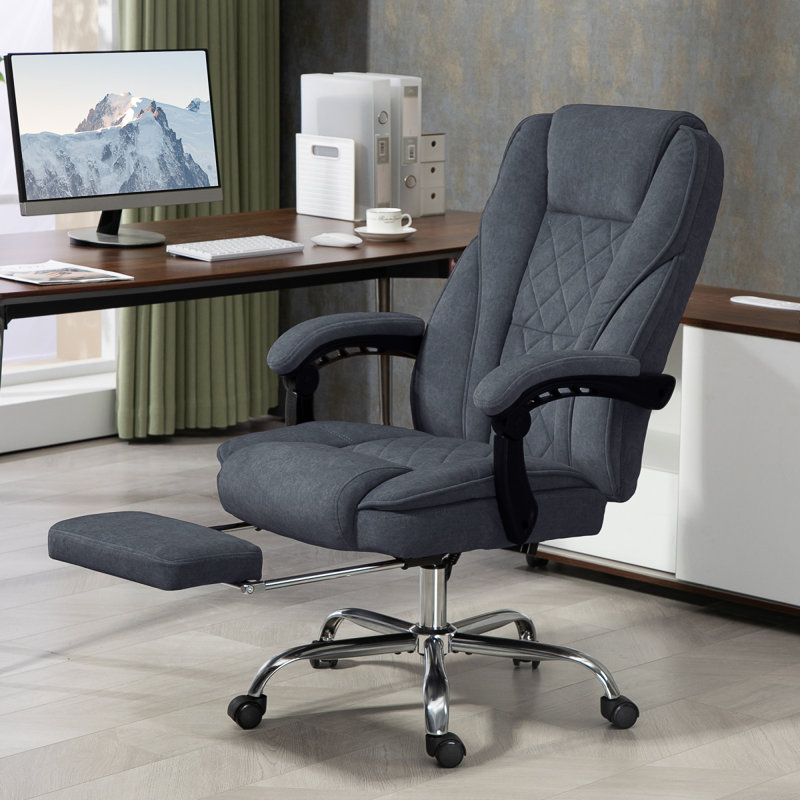 Massage Office Chair With Foot Rest, Executive Office Chair With 6 Vibration Point And Heat, Reclining Computer Chair, Swivel Desk Chair, Adjustable Height