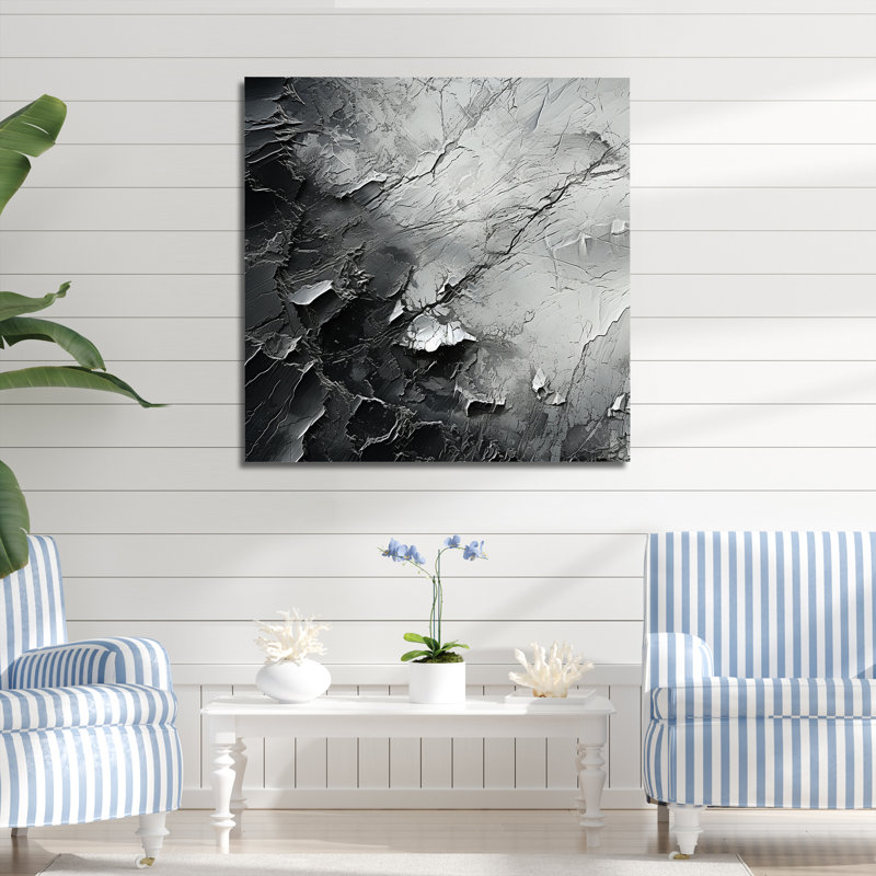 Minimalisme, glacier noir et blanc sur toile, H 36 po x l 36 po x P 1,5 po, Toile tendue