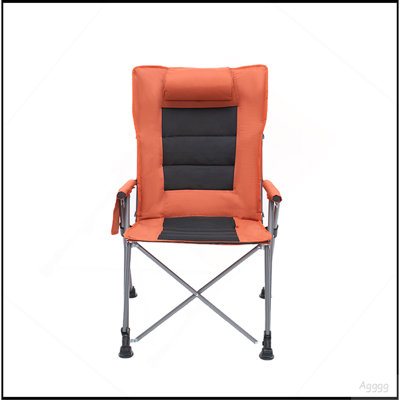 5-Position Adjustable Reclining Camping Chair, Side Pocket & Carry Bag, Heavy Duty , Portable Outdoor Chair for Beach, Camping, Patio, Orange