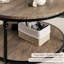 Table basse ronde 30,5 po à 2 niveaux, centre de table en bois avec cadre en métal, table basse rustique de style campagnard avec rangement