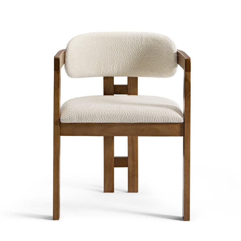 Elle Boucle Solid Wood Dining Chairs, Walnut, Brown Wood