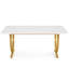 Bureau de direction 63 po - Bureau d'ordinateur moderne blanc et or avec plateau en faux marbre (sans la chaise)