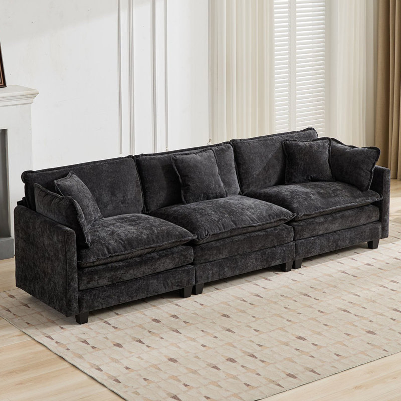 Très grand canapé modulaire Schmucker, Noir, H 33 po x l 113,8 po x P 35 po