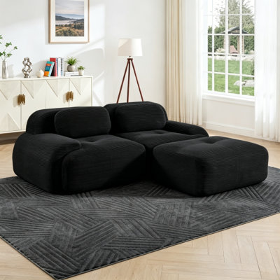 82'' L-shaped sofa in softCorduroy Fabric fabric modular design multiple combinations curved armrests no assembly required high-resilience sponge suitable for living rooms rest areas bedroom