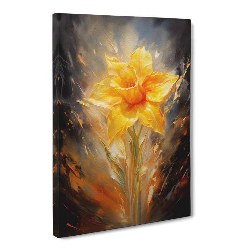 Daffodil Flower Action Painting No.3 - Wrapped Canvas, 60cm H x 40cm W x 3cm D