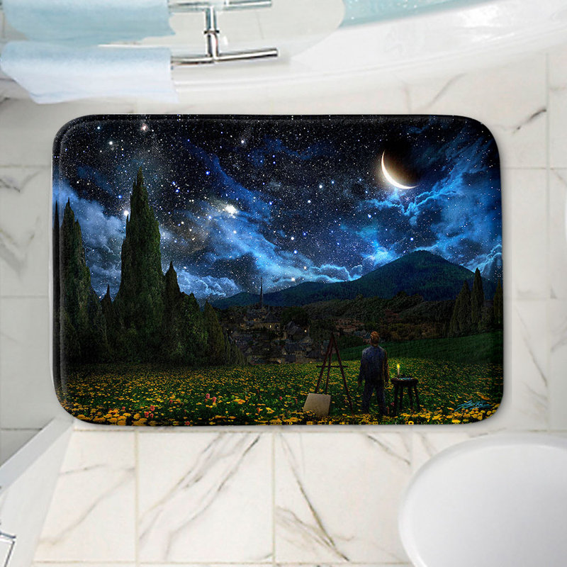 Tapis pour salle de bain à mousse mémoire starry night alex ruiz, l 24 po x L 17 po x H 1 po