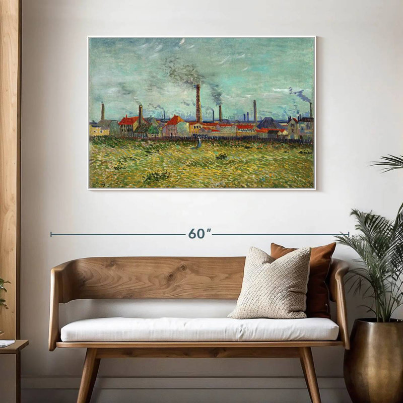 Usines à Clichy, 46 po x 31 po, Cadre flottant blanc