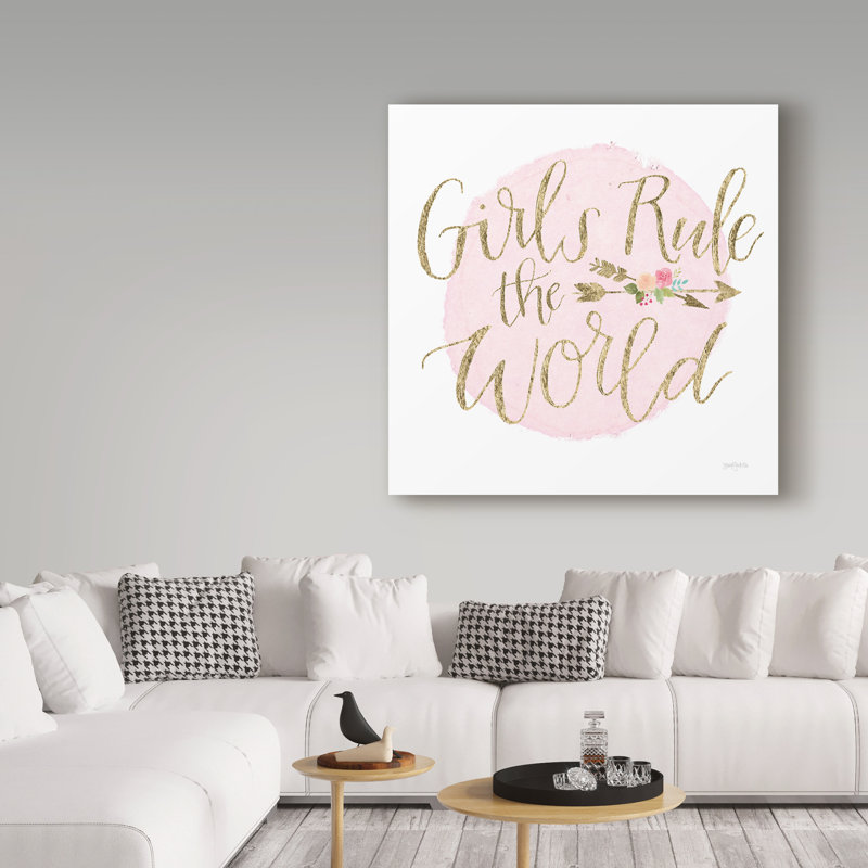 «Girl Power III», art textuel sur toile tendue, H 14 po x l 14 po
