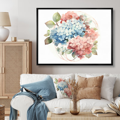 Hortensia rose, vert et fleurs II