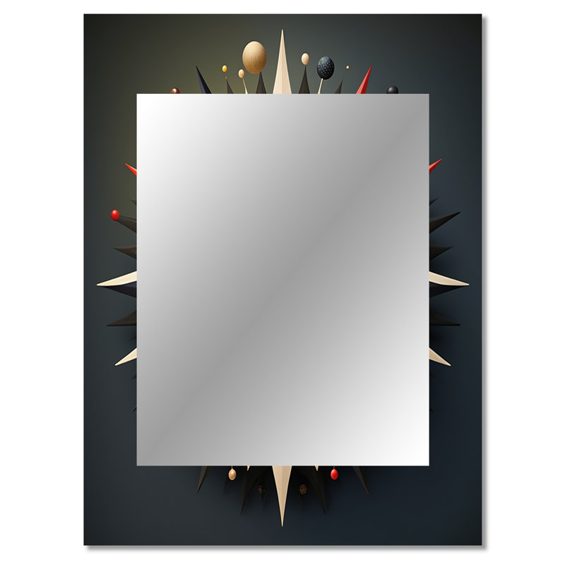 Mystic Wisdom Spiritual Abstract Geometrics I - Geometric Decorative Mirror, Modern Wall Mirror, Printed Metal Art, 40" x 30"