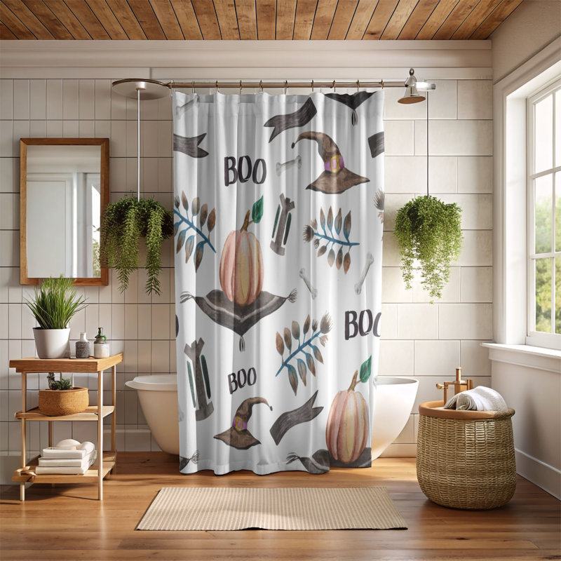 Rideau de douche standard 1 pièce Creepy Joy, H 74 po x l 35 po