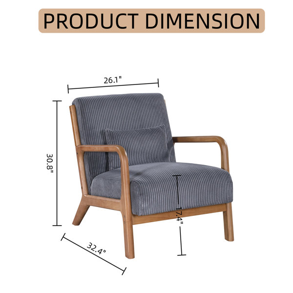 Ebern Designs Solid Wood Lounge Chair With Corduroy Fabric - Wayfair Canada