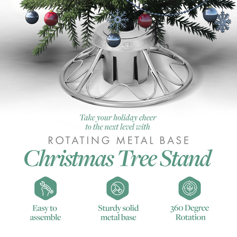 Latitude Run® Rotating Tree Stand Base w/Snowdrift Pine Christmas Tree