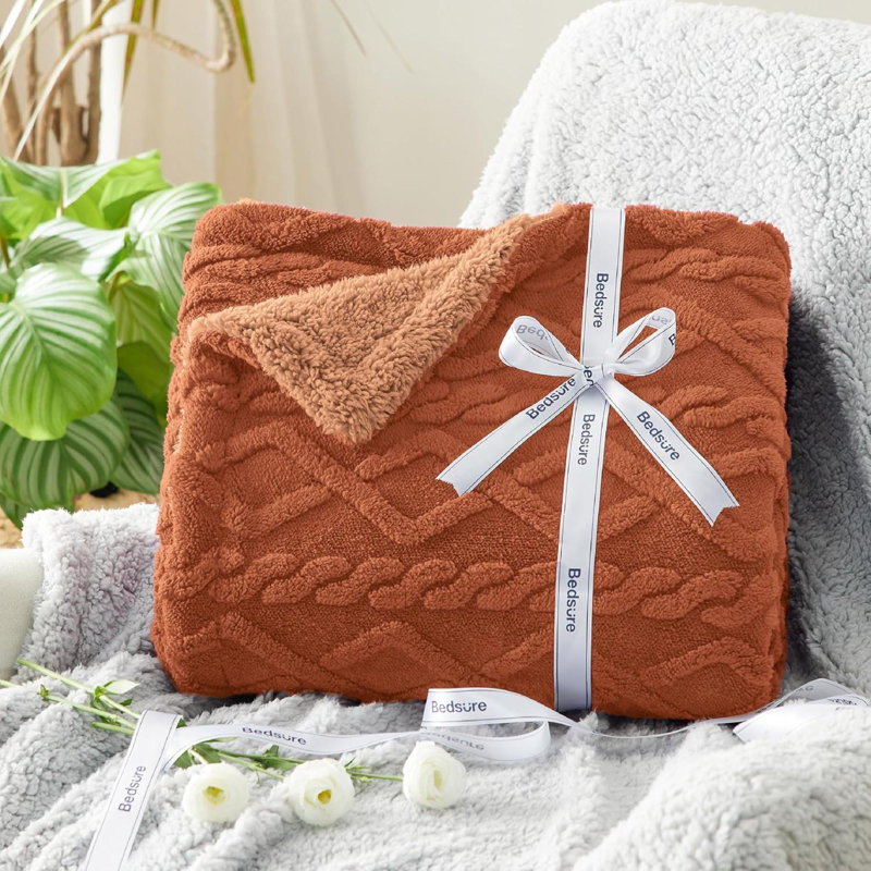 Jeté pour canapé Sherpa, Orange