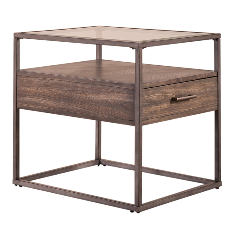 Locust Grove Glass Top End Table with Storage