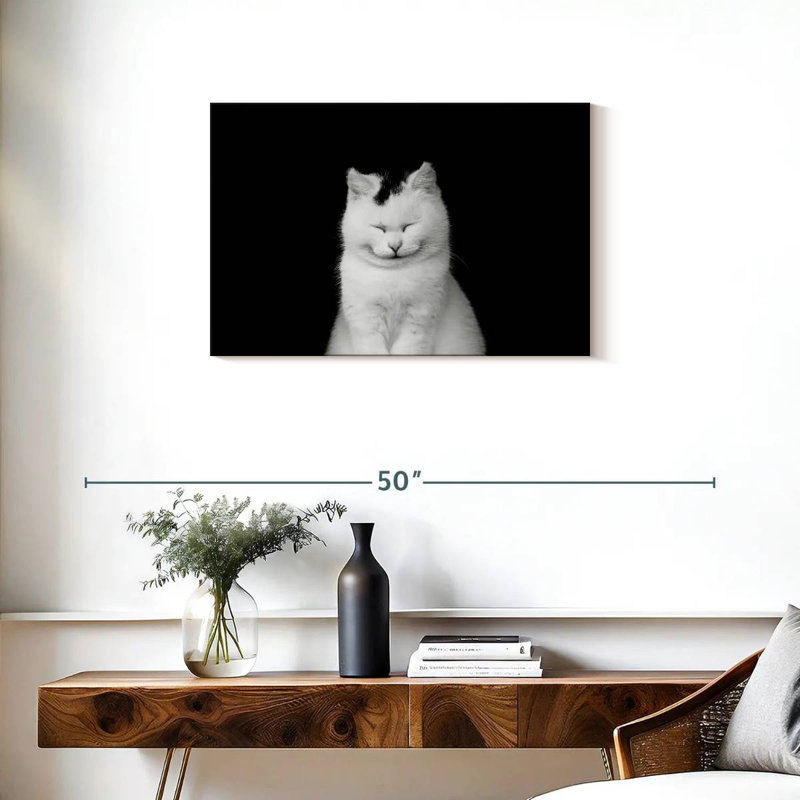 Brampt Delighted White Cat, 20" H x 30" W