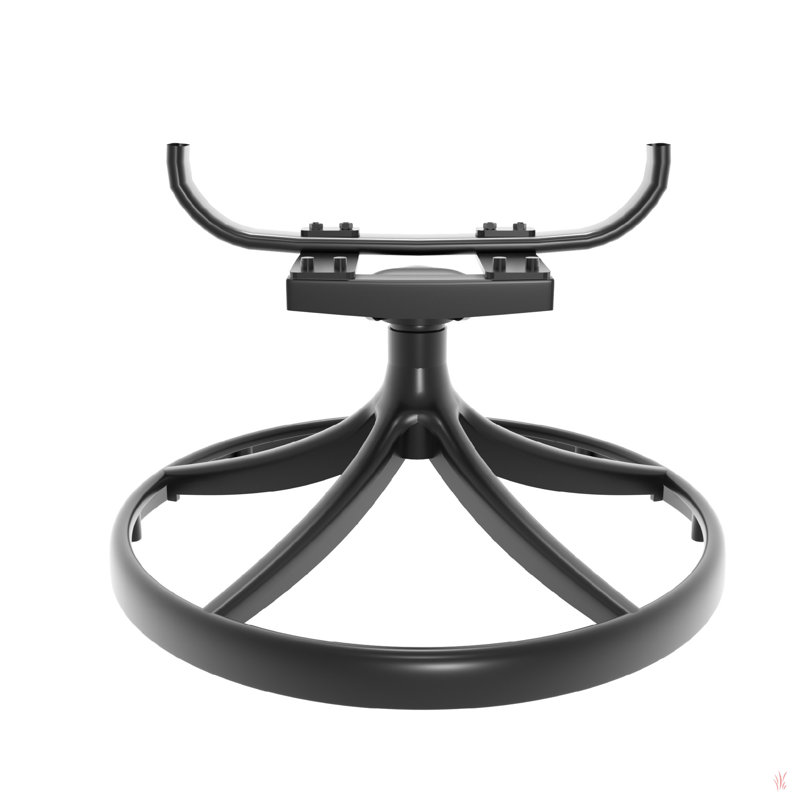 Cet ensemble de salle à manger en fonte d'aluminium toutes saisons comprend des chaises pivotantes et une table ronde avec cadre noir