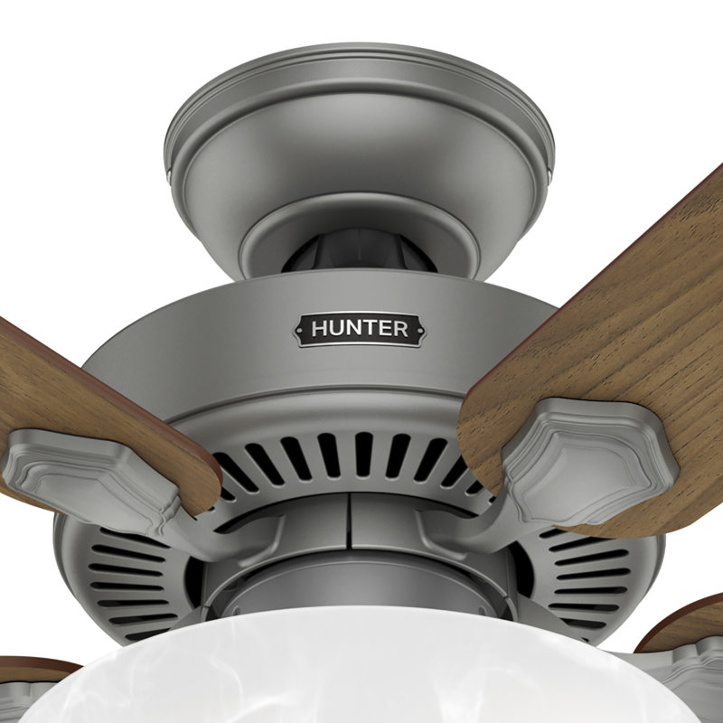 44" Swanson ENERGY STAR® 5-Blade Standard Ceiling Fan with Pull Chain and LED Light Kit Included, Natural, Silver
